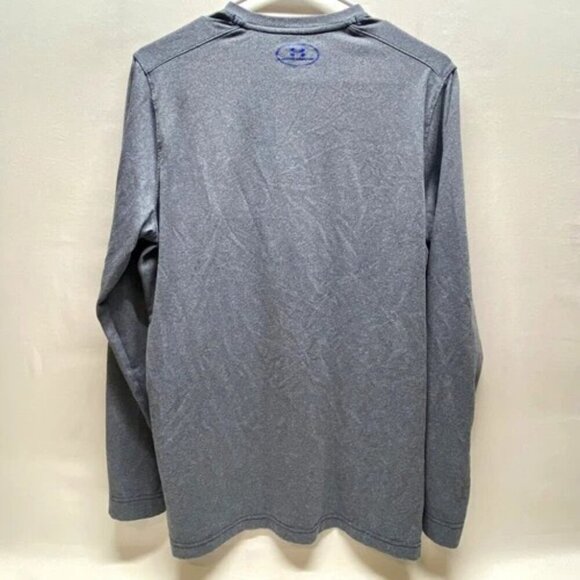 Under Armour Long Sleeve Men's Medium Heather Blue Loose Fit Coldgear Henley EUC - Picture 2 of 10